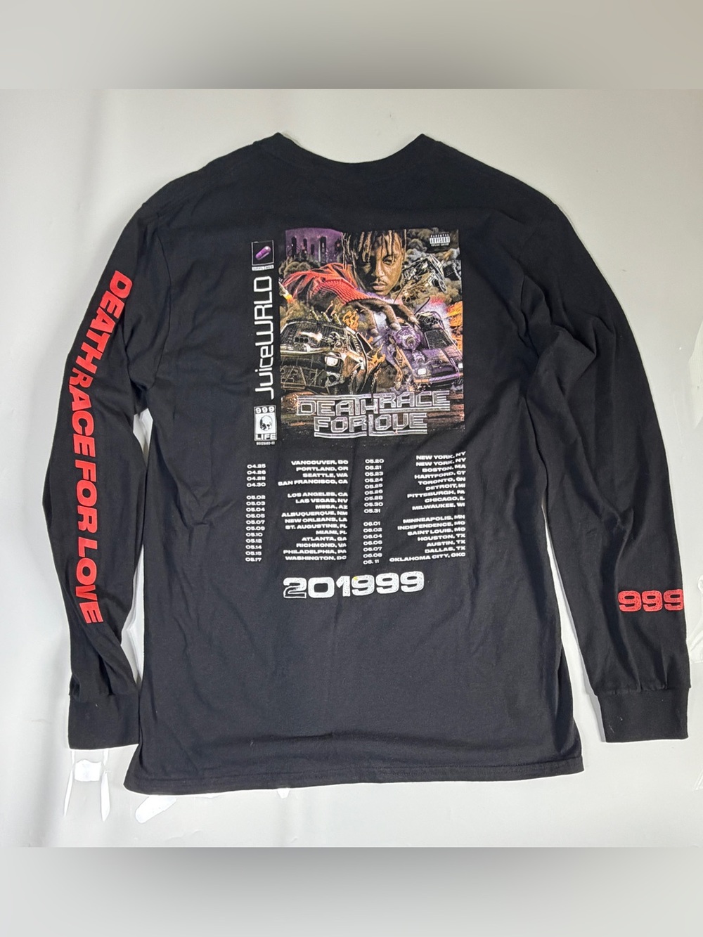 Juice WRLD 999 2019 Death Race For Love Long Sleeve Black Rap Tee Mens Medium